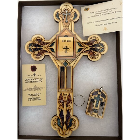 Karma and Luck Ultimate Believer Cross Blessing Wall Hanging and Keychain AS IS - Picture 2 of 6